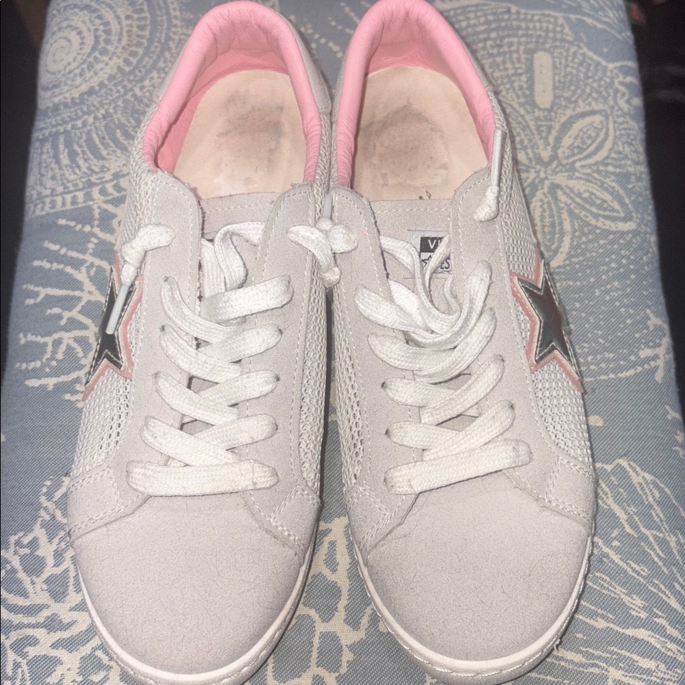 VINTAGE HAVANA Free - Star Perforated Lace Up Sneakers - Silver, Grey, Pink - Picture 11 of 15